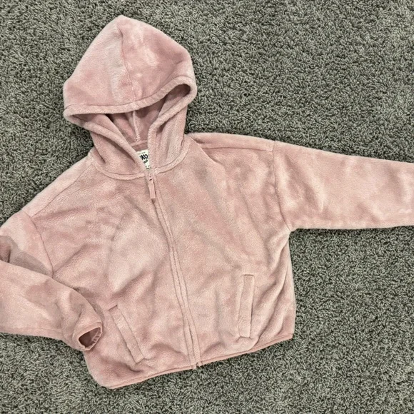 Girls OshKosh B'gosh light pink Blush Fleece zip up hoodie, size 10 - Picture 2 of 9